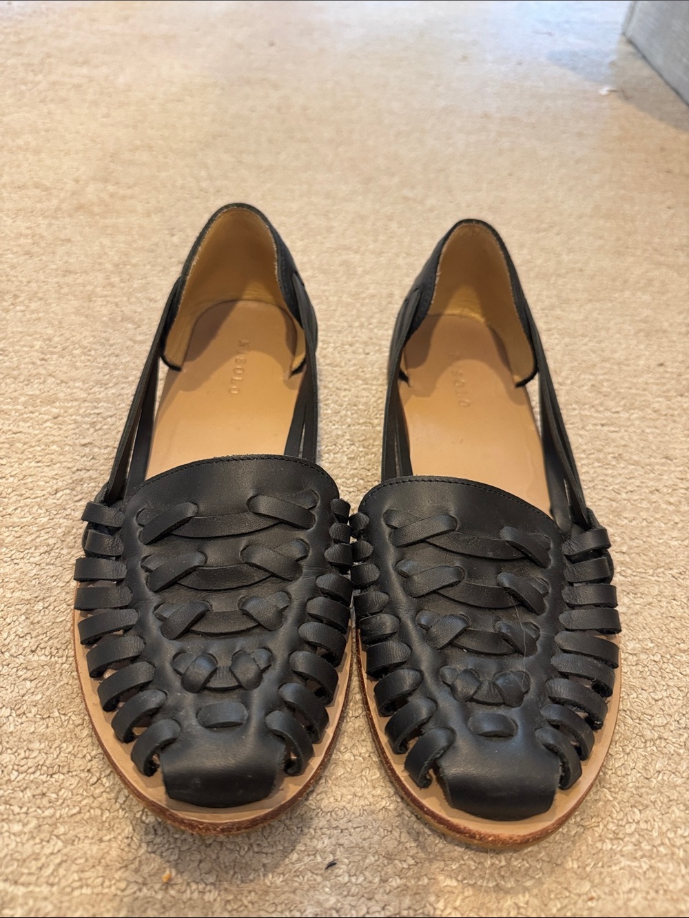 Nisolo Black Woven Leather Slip-On Loafers